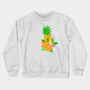 Tropical pineapple and plumeria print Crewneck Sweatshirt